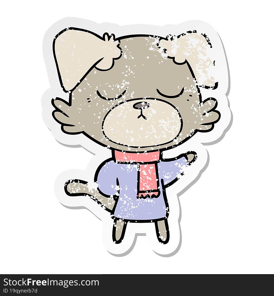 distressed sticker of a cute cartoon dog