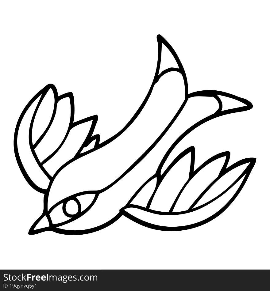 line drawing cartoon tattoo swallow symbol