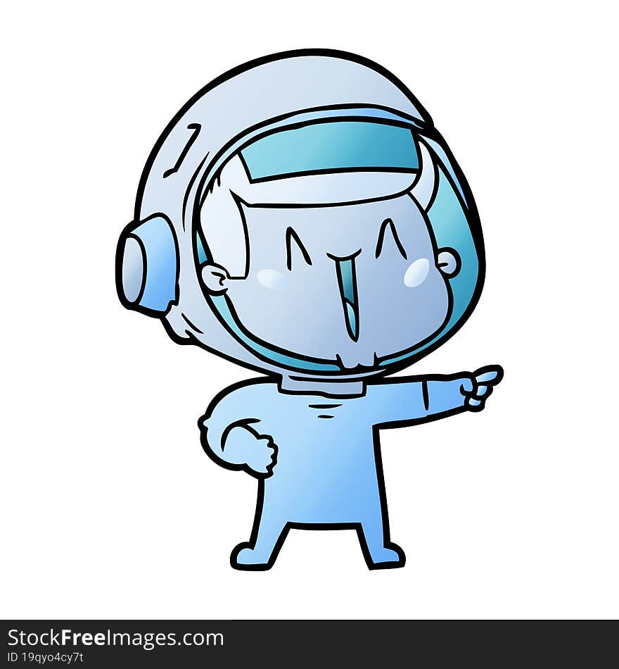 happy cartoon astronaut pointing. happy cartoon astronaut pointing