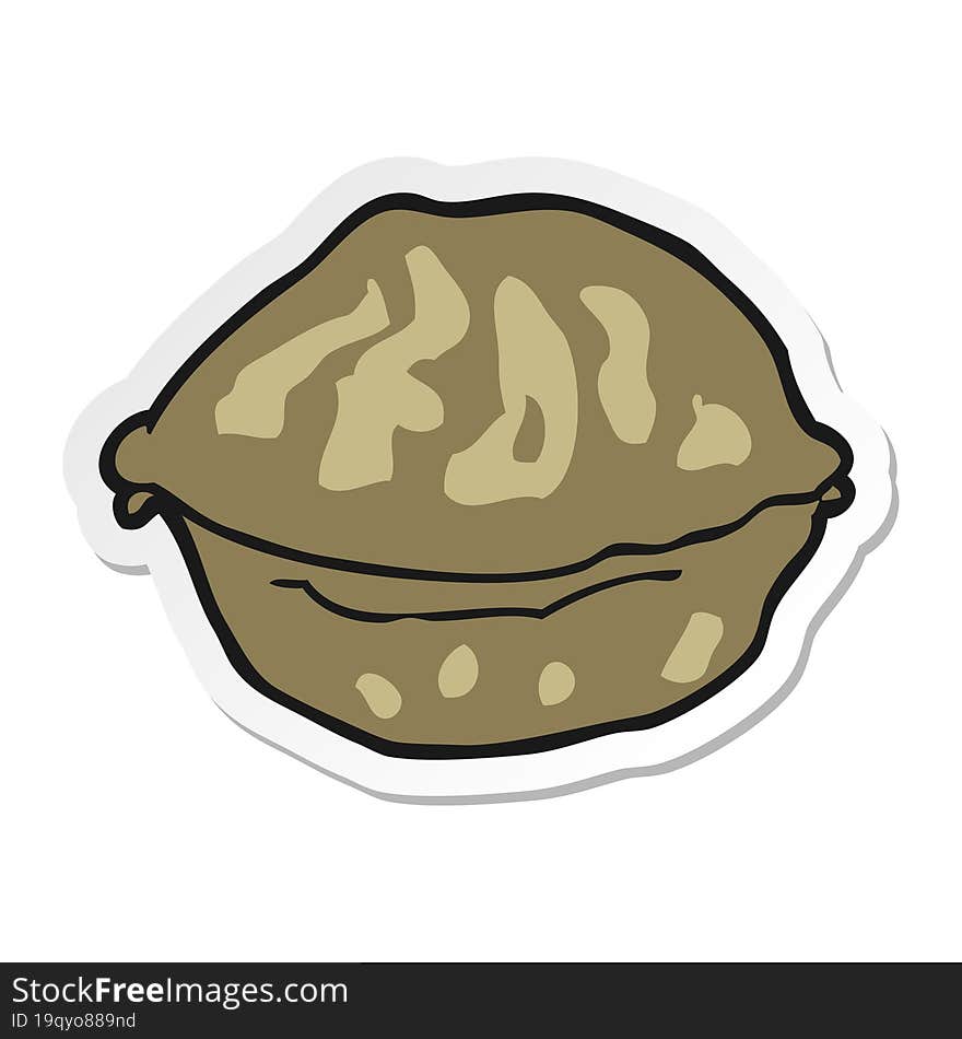 sticker of a cartoon walnut in shell