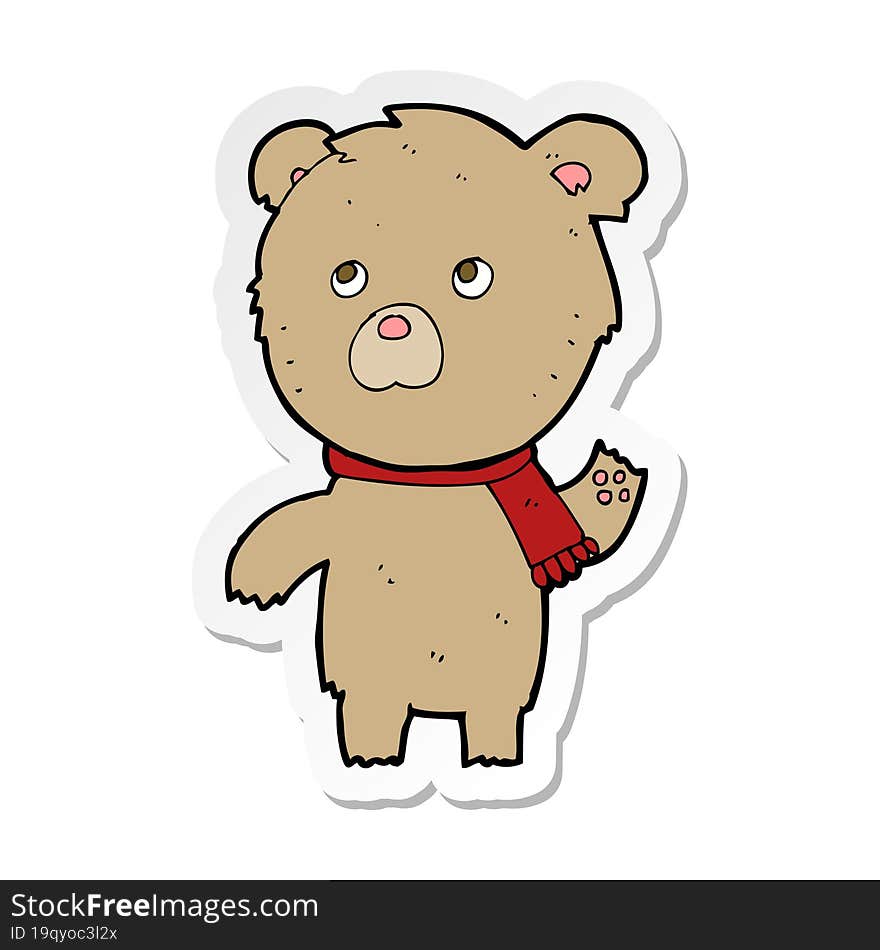 Sticker Of A Cartoon Teddy Bear