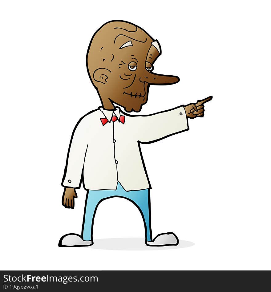 cartoon old man pointing