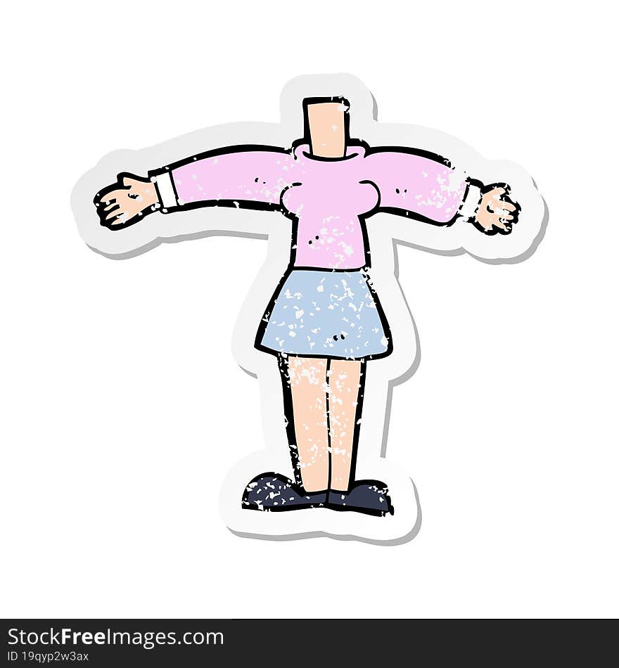 retro distressed sticker of a cartoon female body