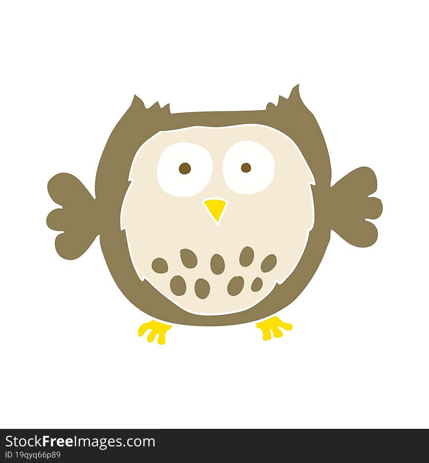 flat color illustration of a cartoon owl