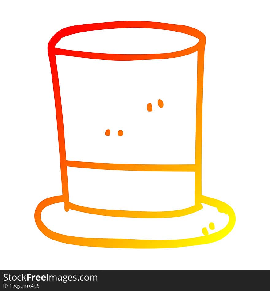 warm gradient line drawing cartoon top hat