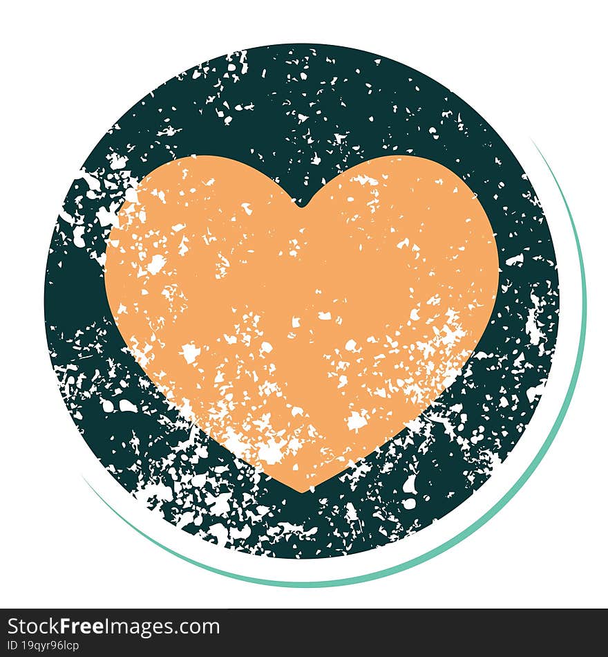 Distressed Sticker Tattoo Style Icon Of A Heart