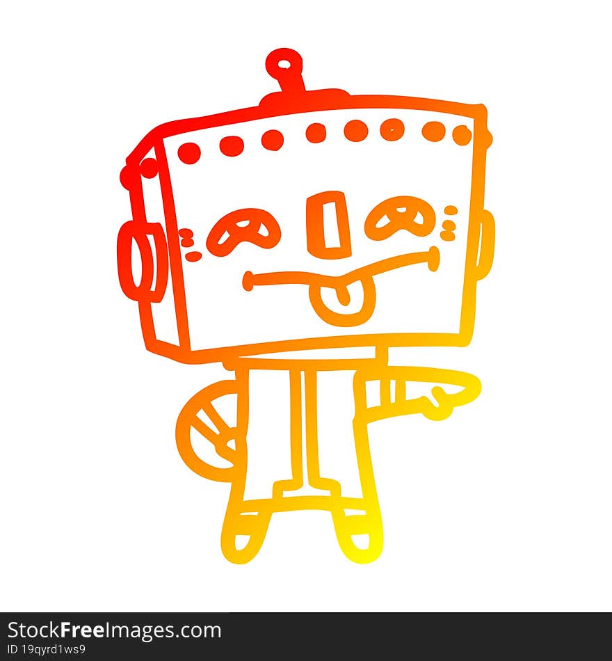 warm gradient line drawing cartoon robot