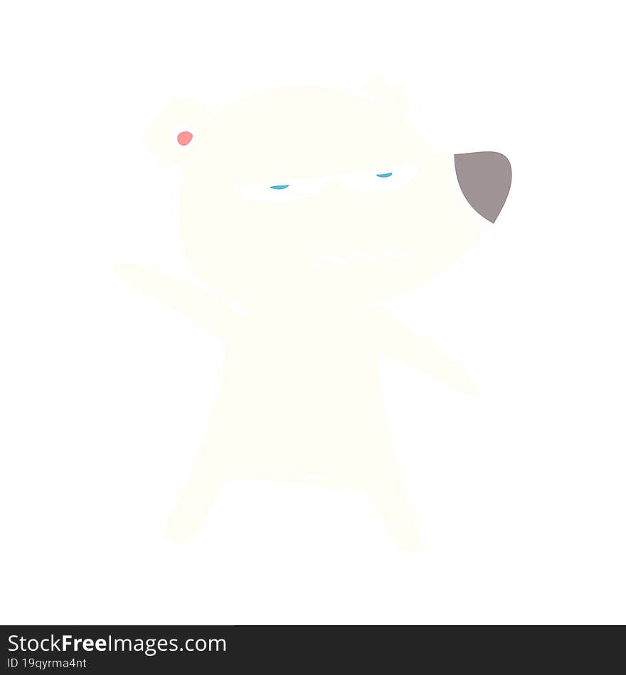 angry bear polar flat color style cartoon pointing