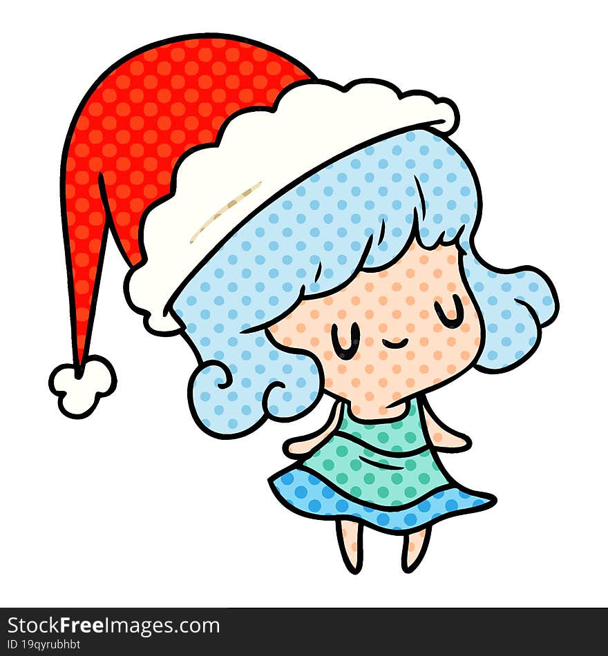 christmas cartoon of kawaii girl