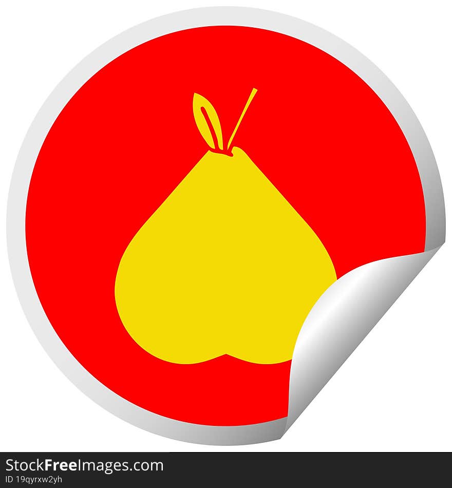 circular peeling sticker cartoon of a green pear