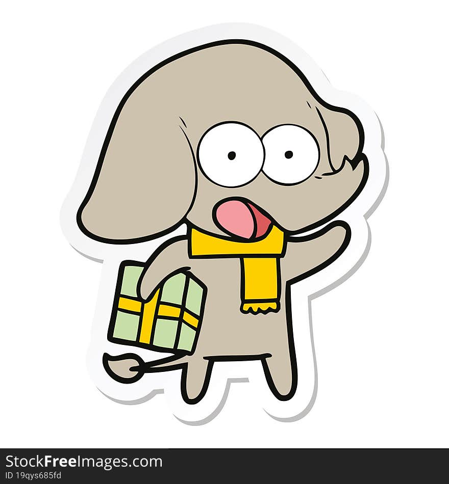 sticker of a cute cartoon elephant