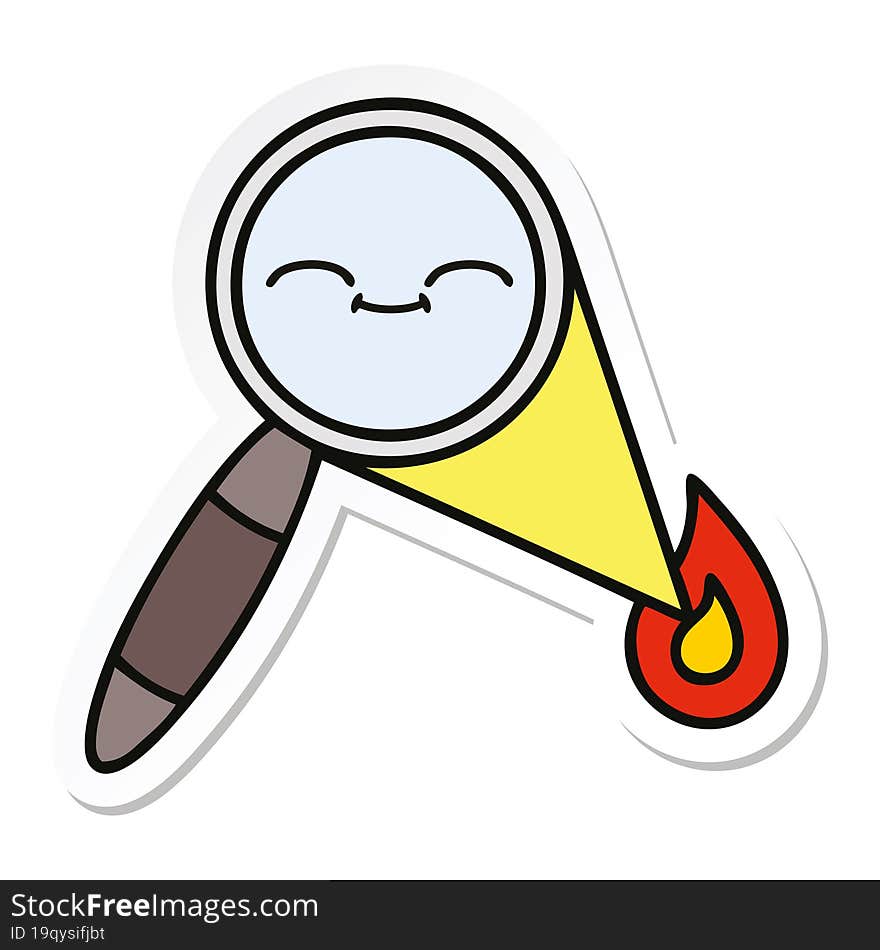 sticker of a cute cartoon magnifying glass