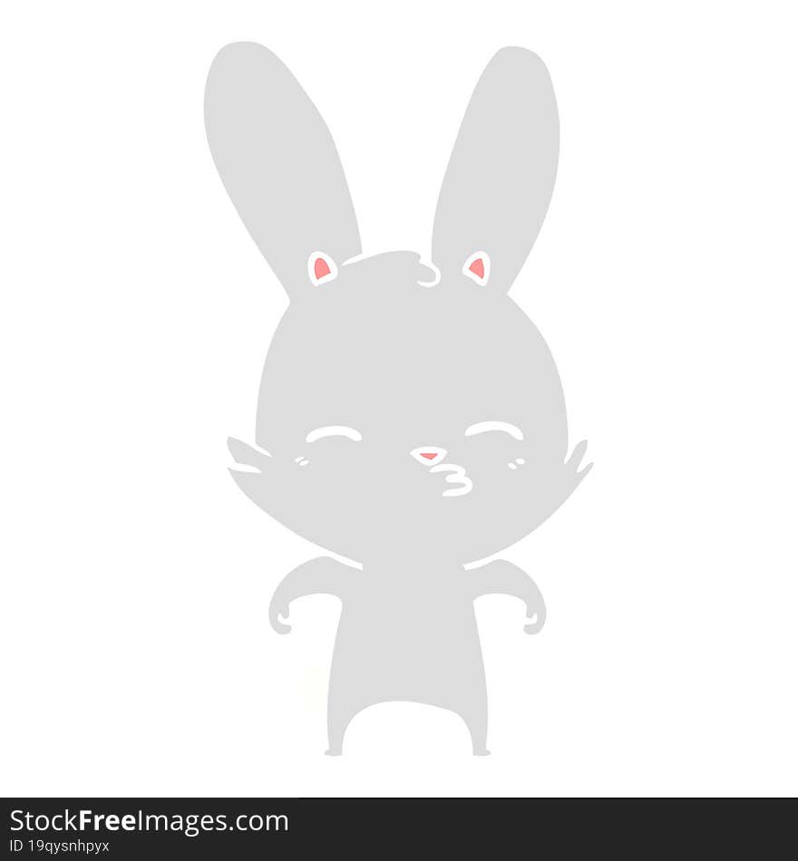 curious bunny flat color style cartoon