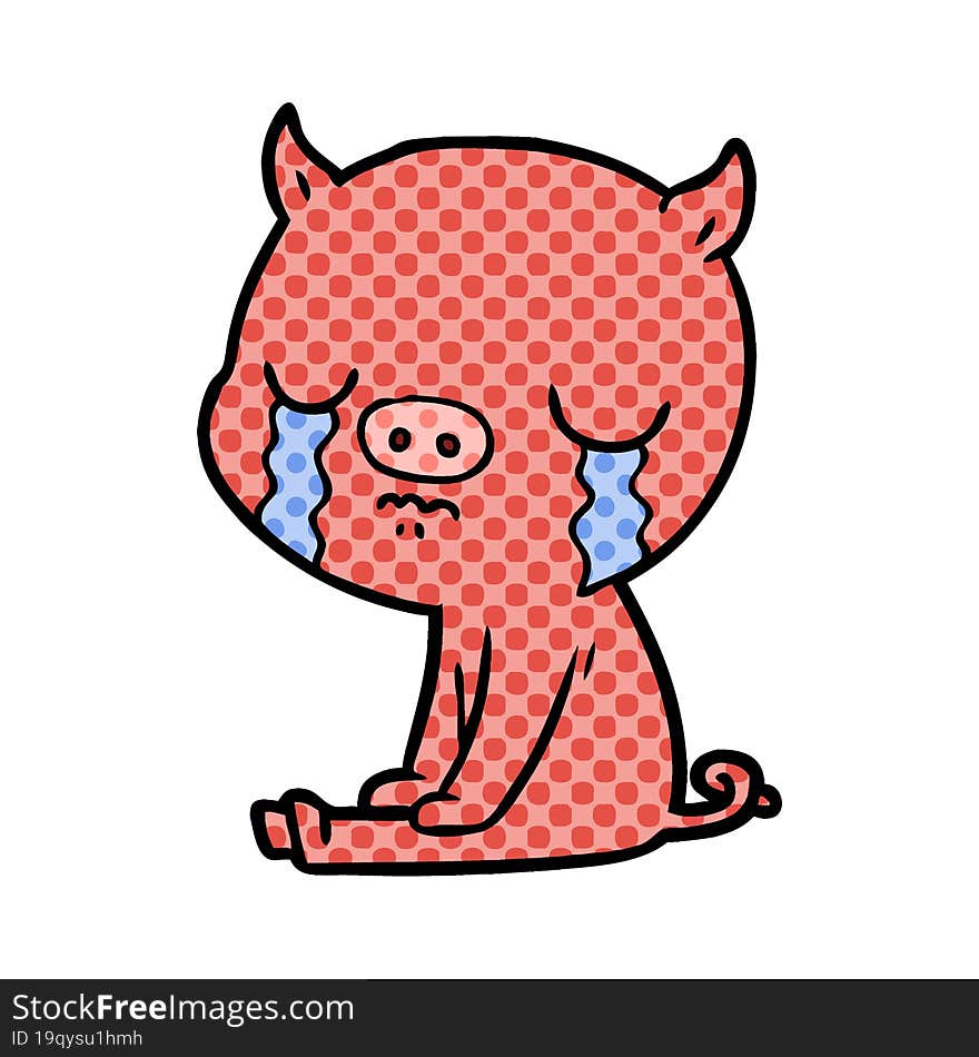 cartoon pig crying. cartoon pig crying