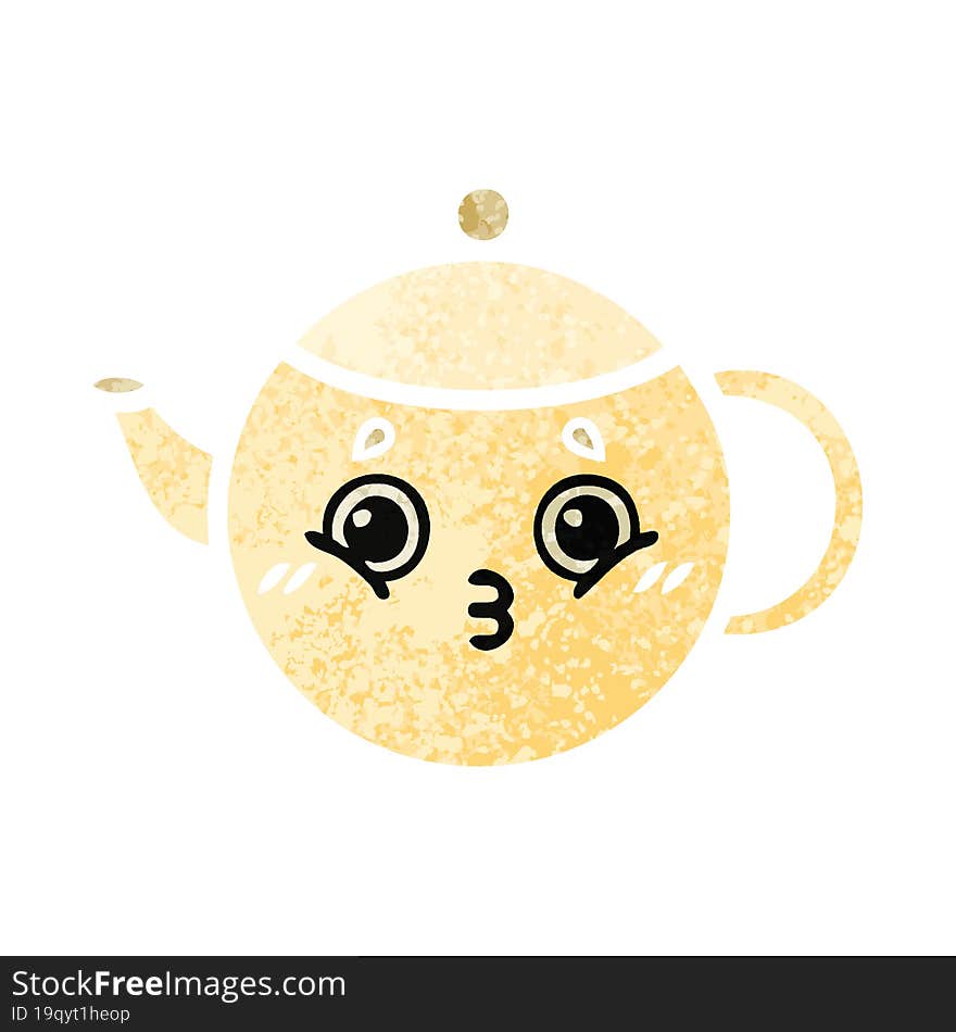 retro illustration style cartoon tea pot