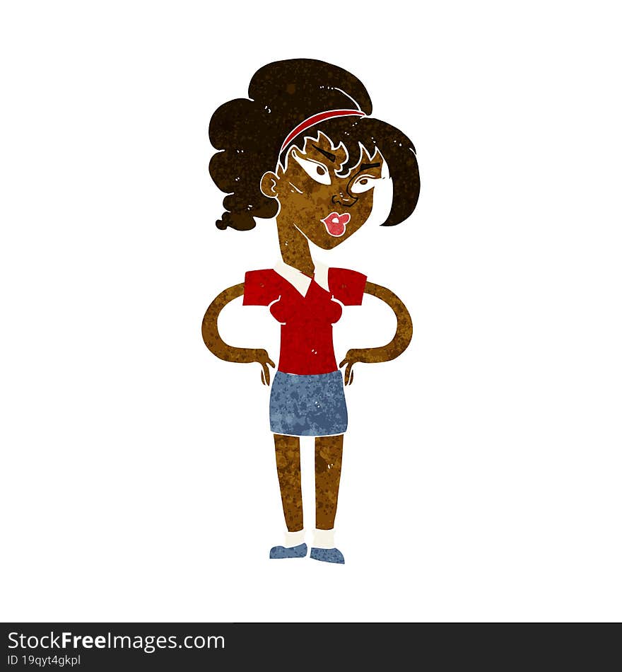 Cartoon Woman With Hands On Hips