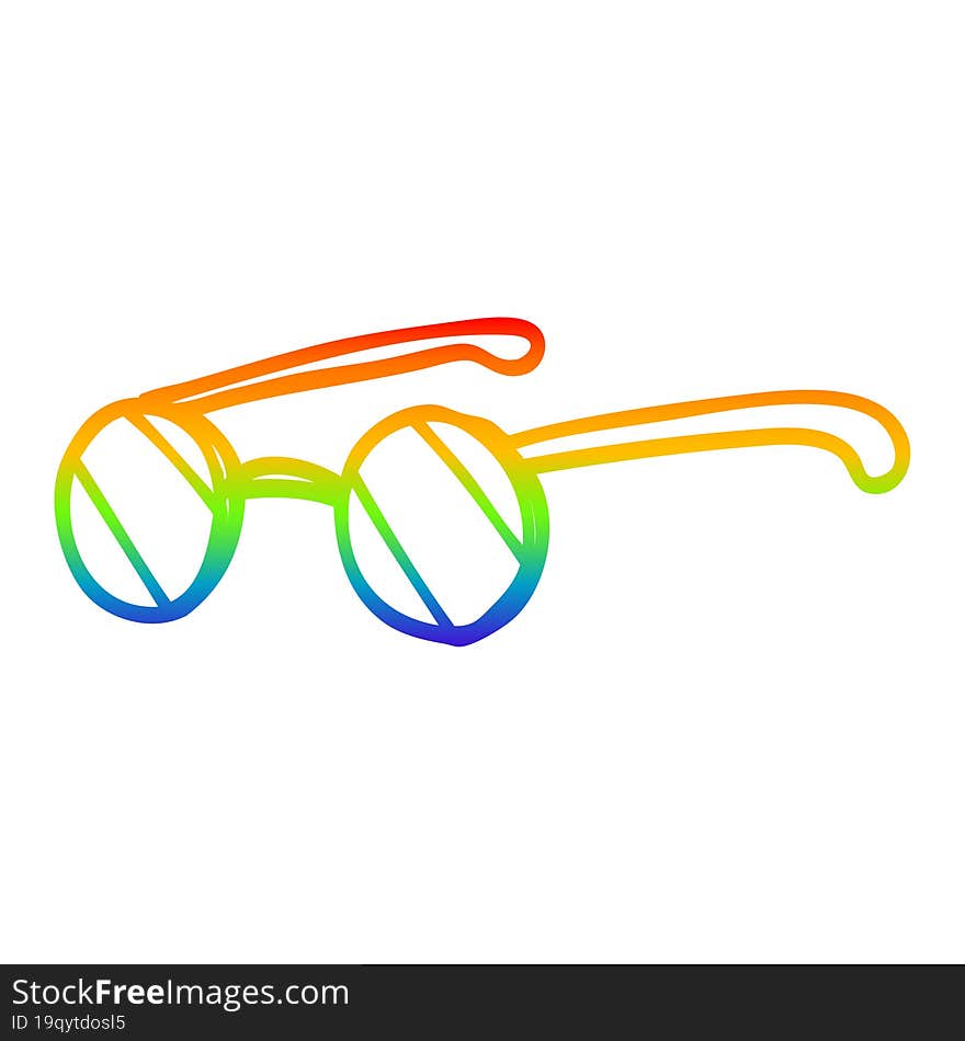 rainbow gradient line drawing cartoon round spectacles