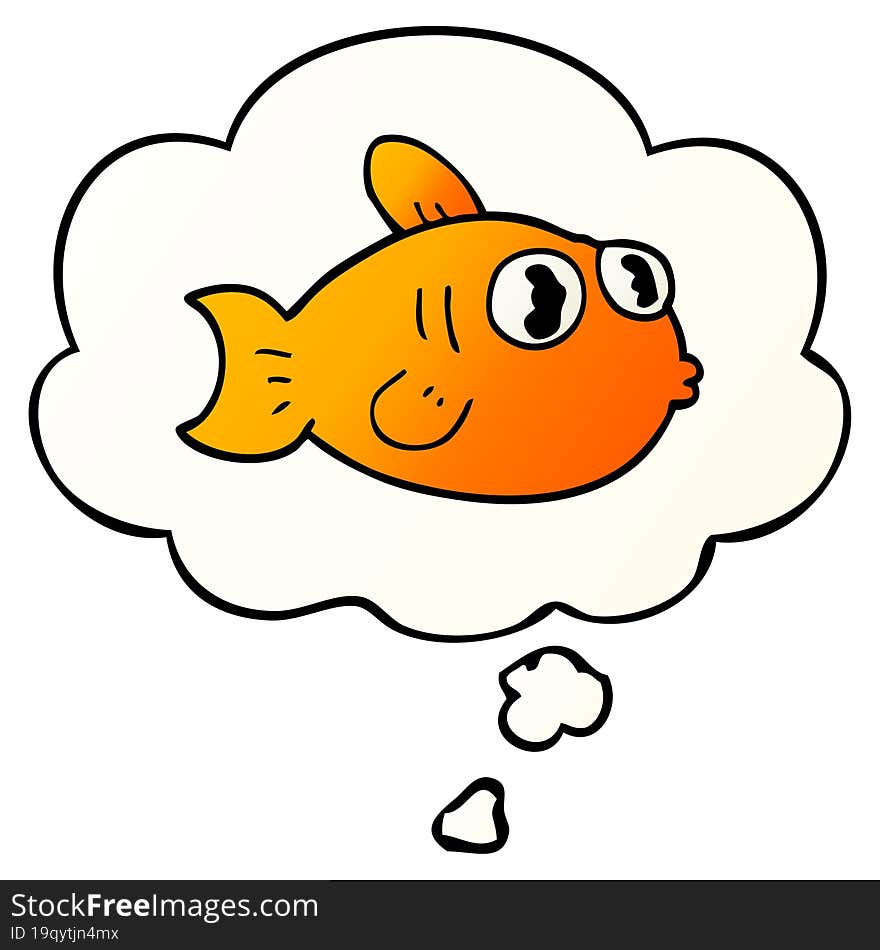 cartoon fish and thought bubble in smooth gradient style