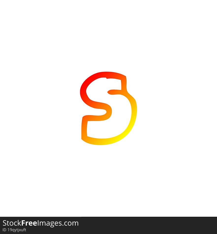 warm gradient line drawing of a cartoon letter s