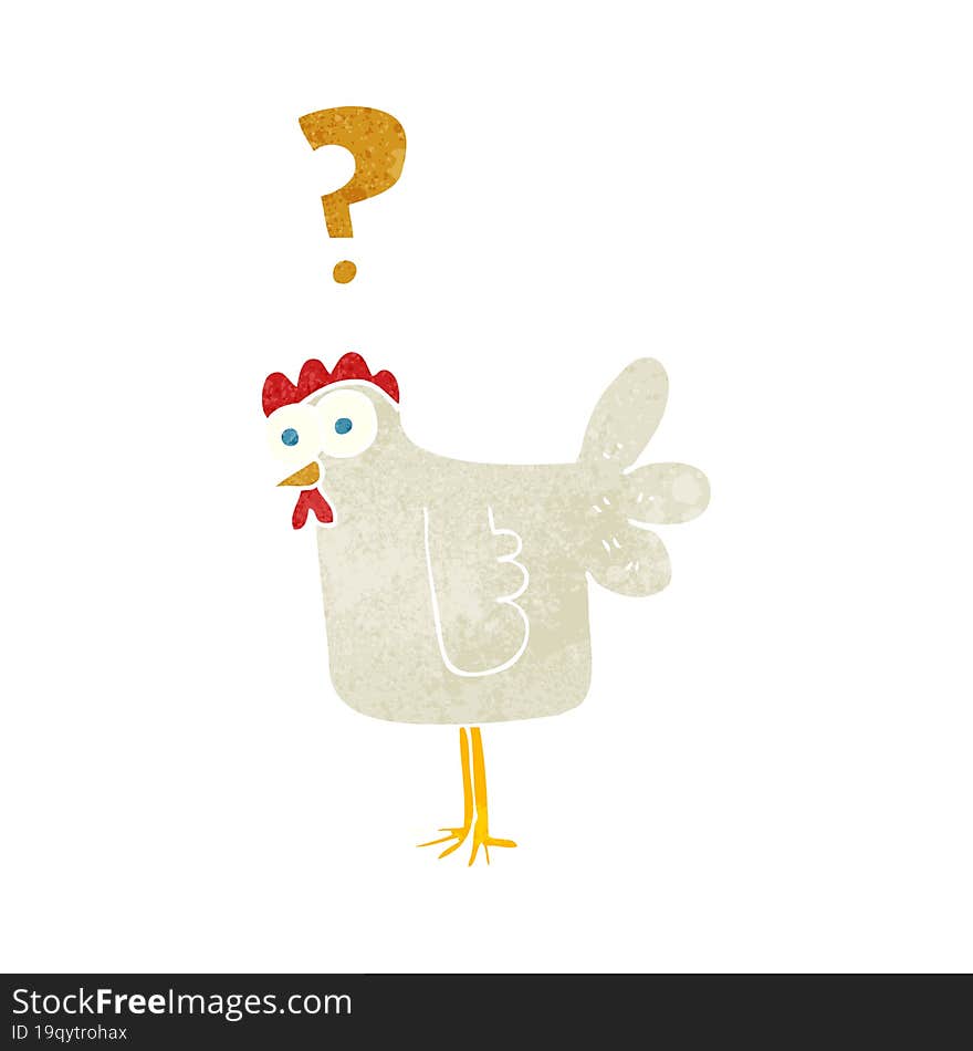 retro cartoon confused chicken