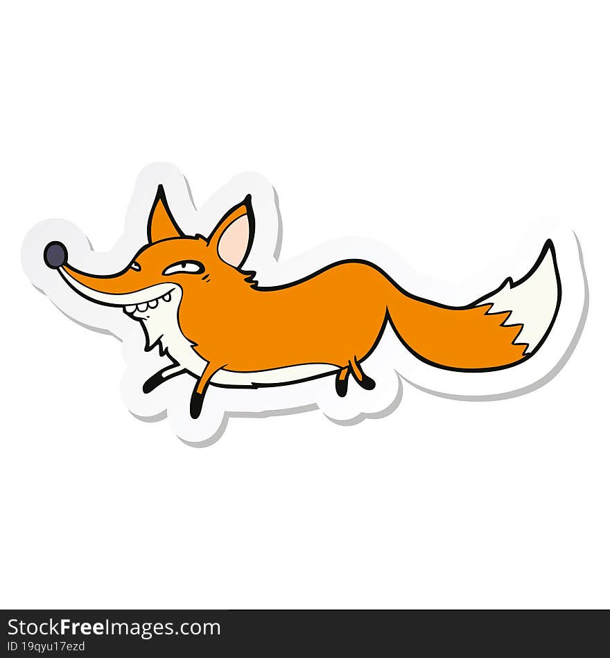 sticker of a cartoon sly fox