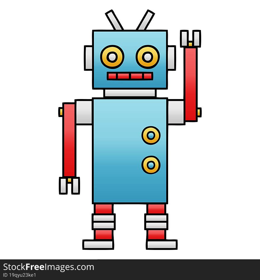 gradient shaded cartoon dancing robot