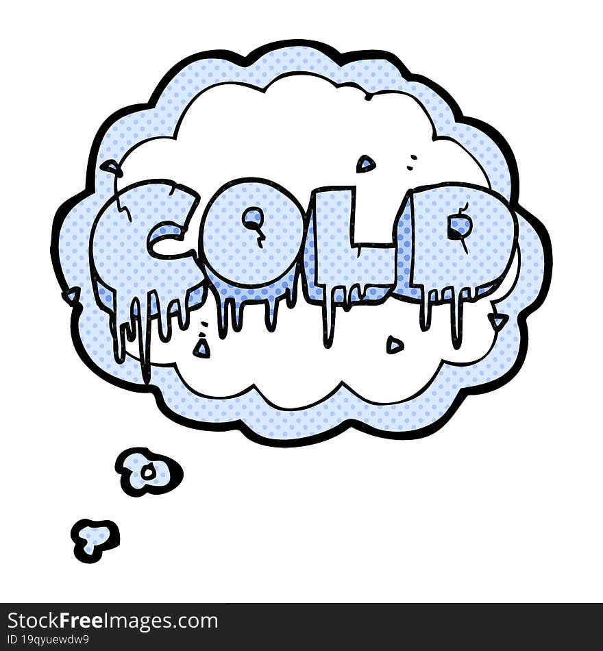 freehand drawn thought bubble cartoon cold text symbol