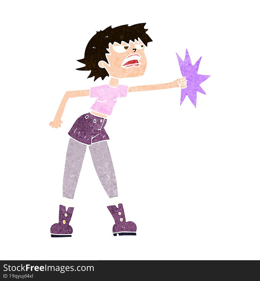 Cartoon Woman Punching