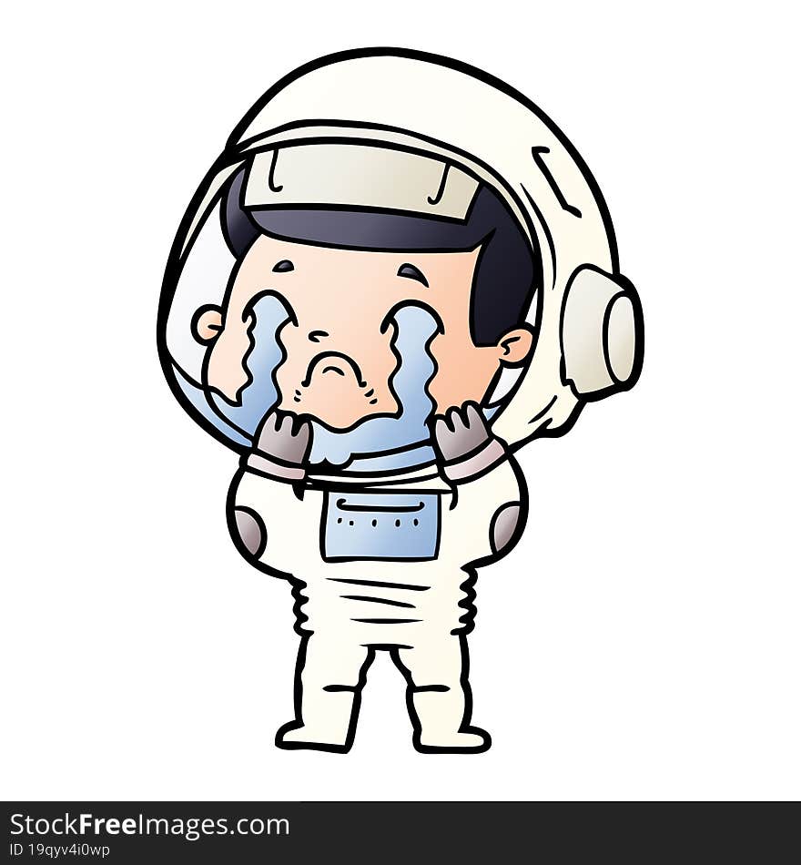 cartoon crying astronaut. cartoon crying astronaut