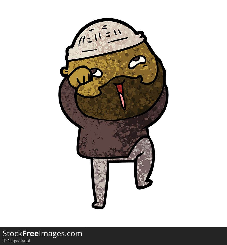 cartoon happy bearded man. cartoon happy bearded man