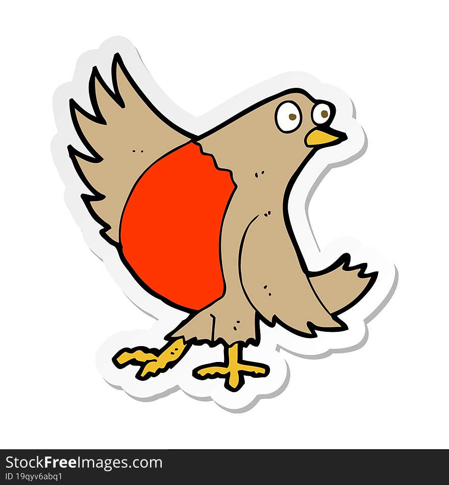 sticker of a cartoon dancing robin