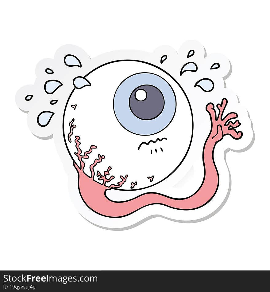 Sticker Of A Cartoon Eyeball Crying