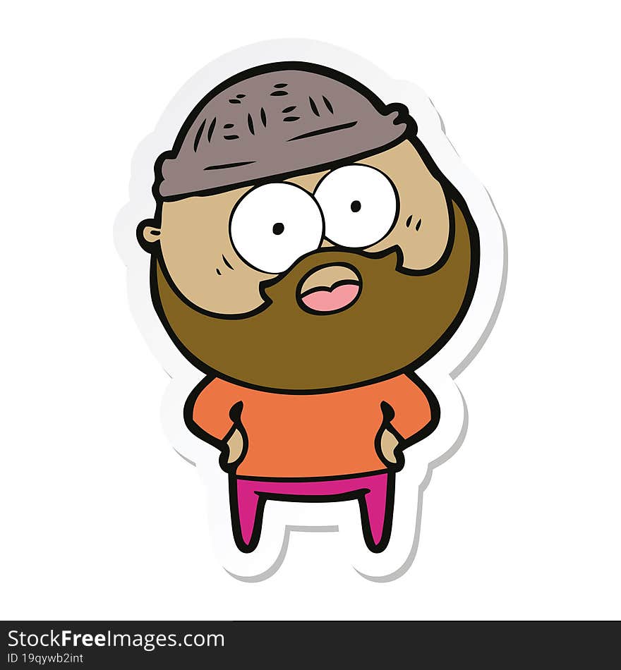 sticker of a cartoon bearded man