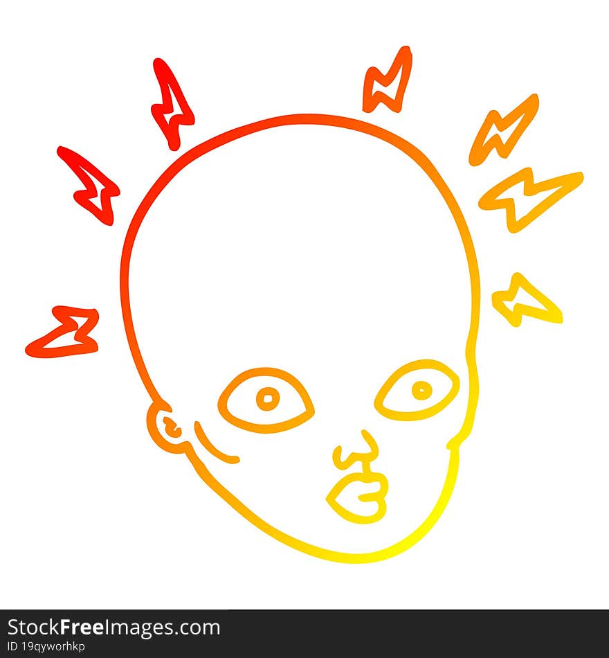 warm gradient line drawing cartoon bald head