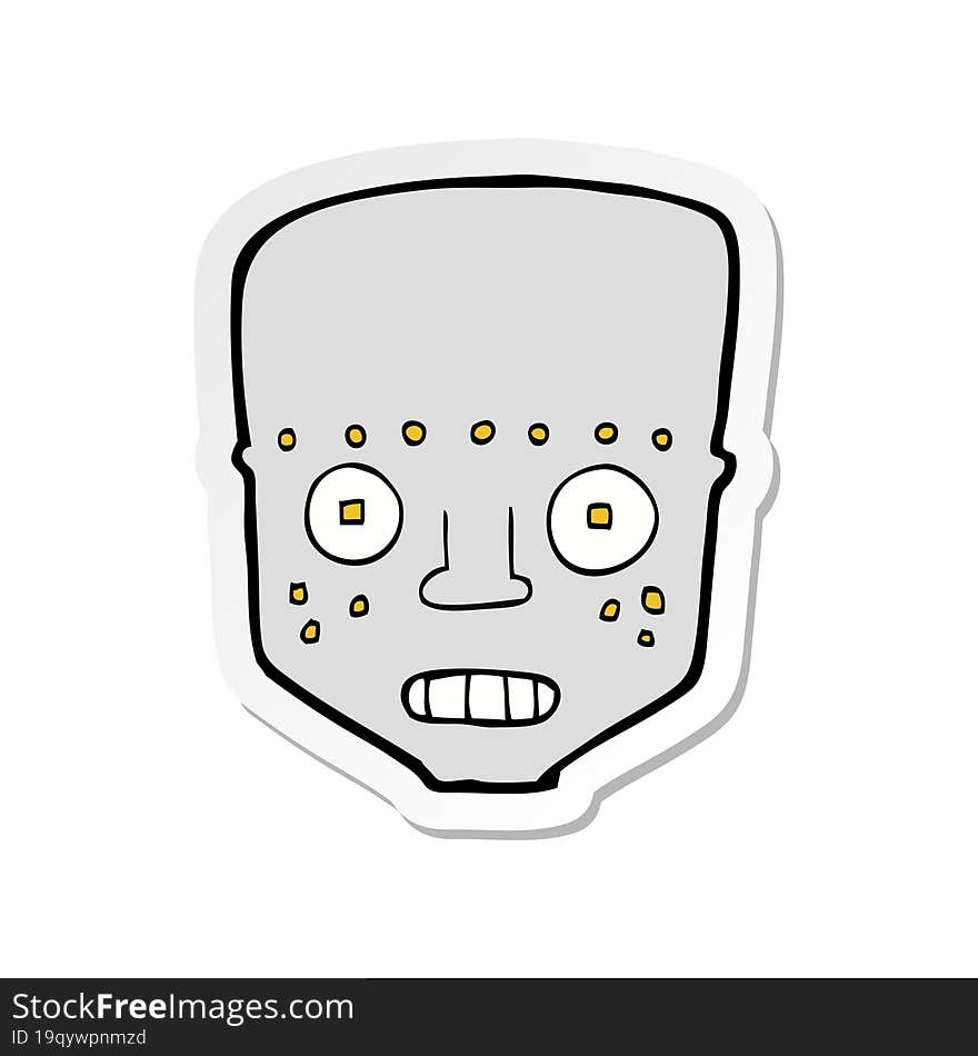 sticker of a cartoon robot head