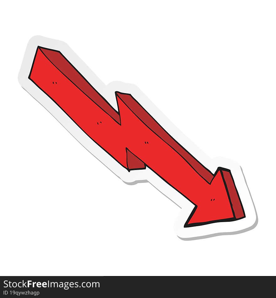 Sticker Of A Cartoon Arrow Down Trend