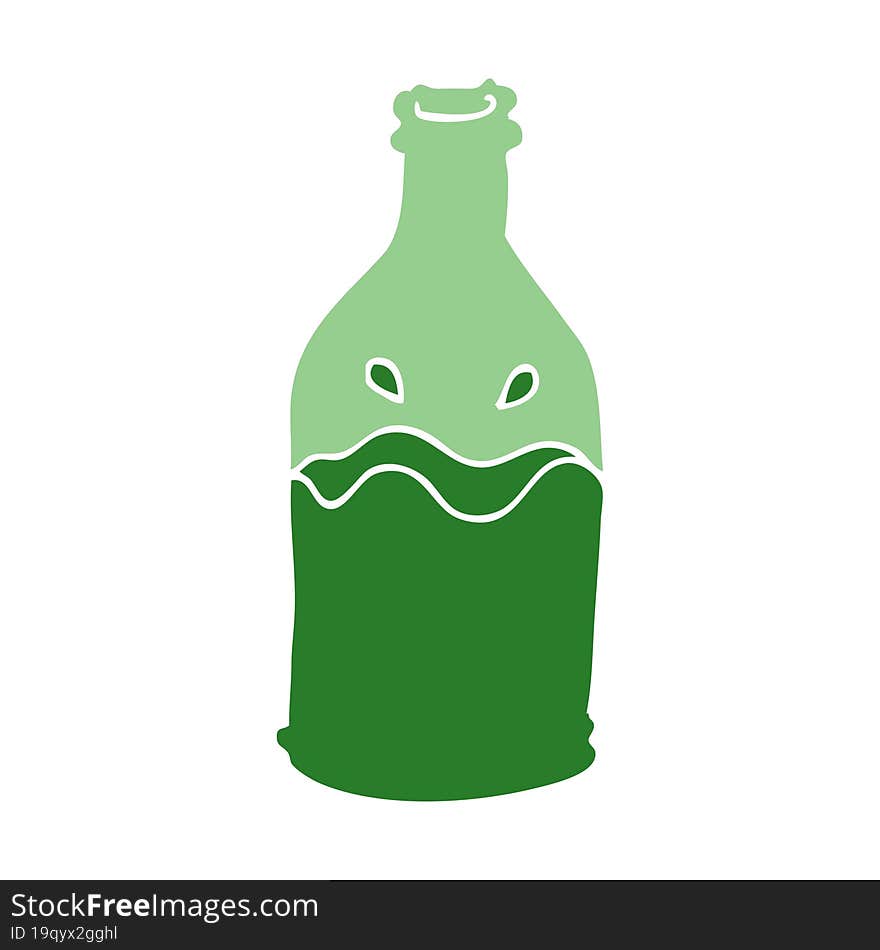 cartoon doodle green bottle