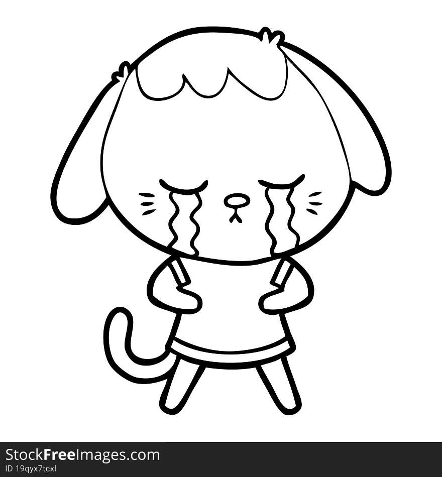 cute puppy crying cartoon. cute puppy crying cartoon