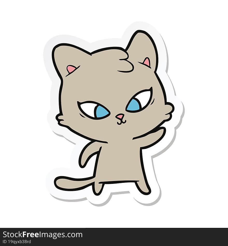 Sticker Of A Cute Cartoon Cat