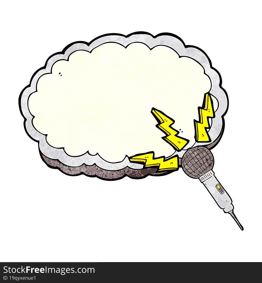 cartoon microphone and space for text cloud