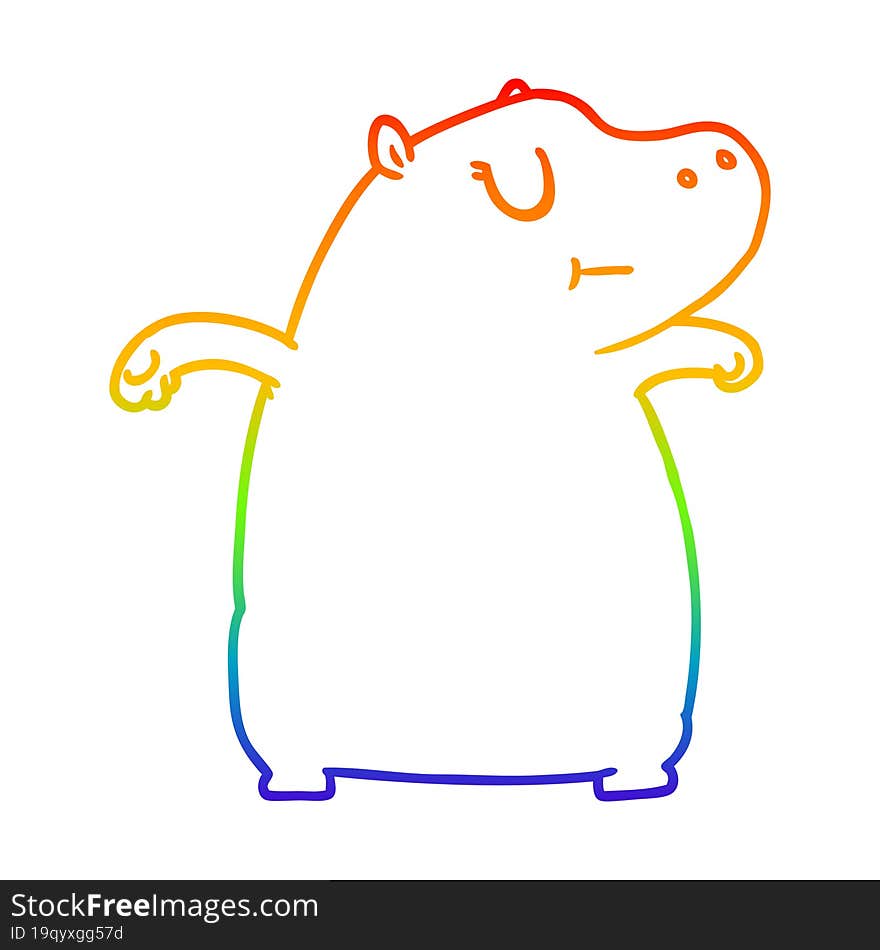 rainbow gradient line drawing cartoon hippo