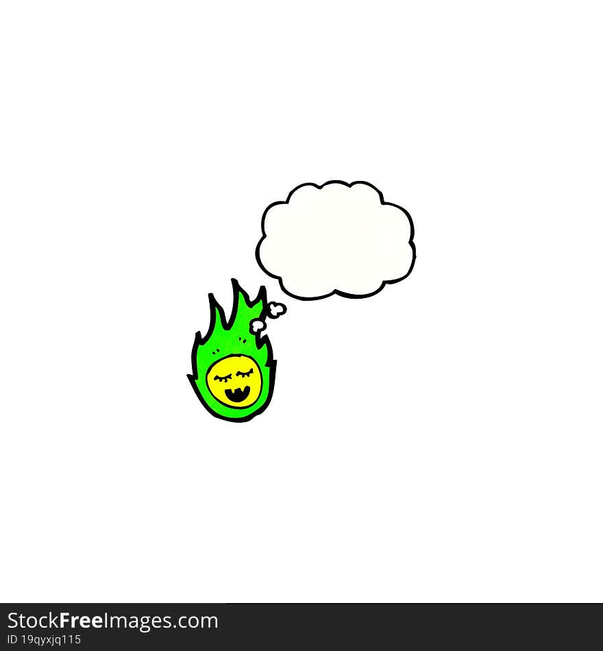 green fireball ghost cartoon