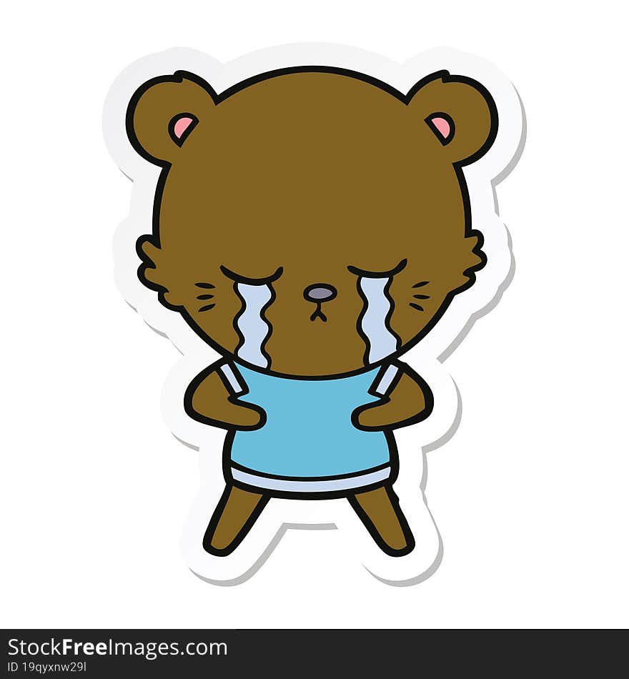 Sticker Of A Crying Cartoon Bear