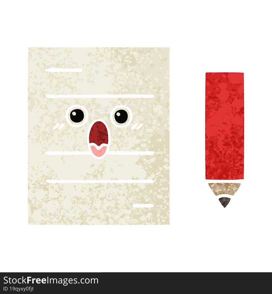 retro illustration style cartoon test paper