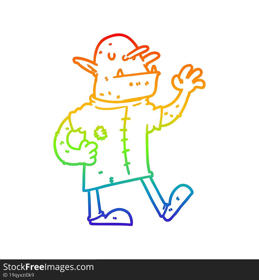 rainbow gradient line drawing cartoon goblin