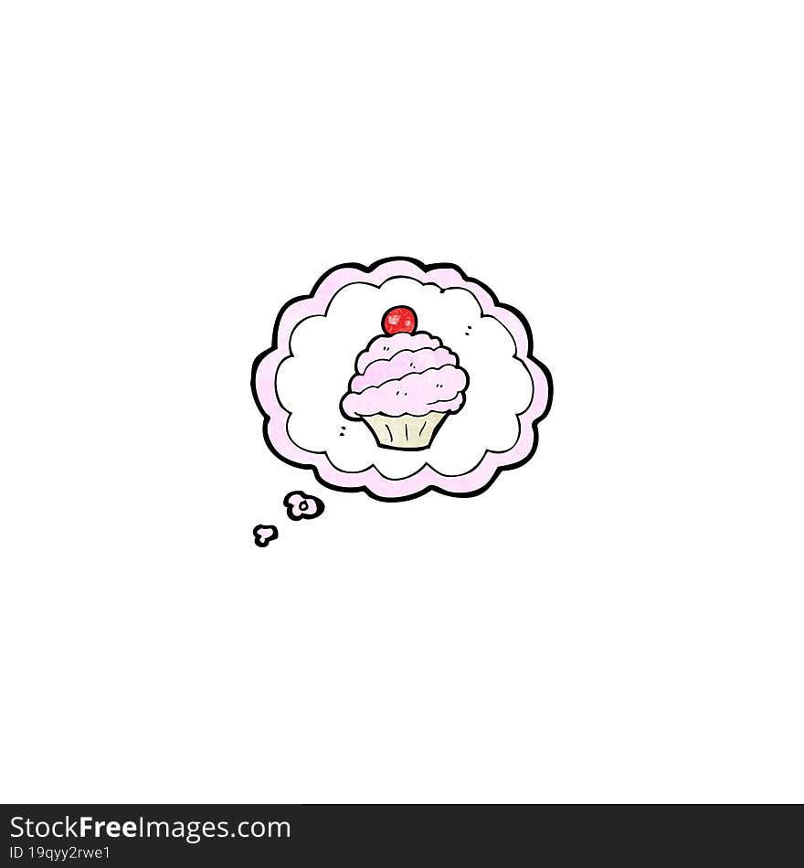 cartoon cupcake in thought bubble symbol