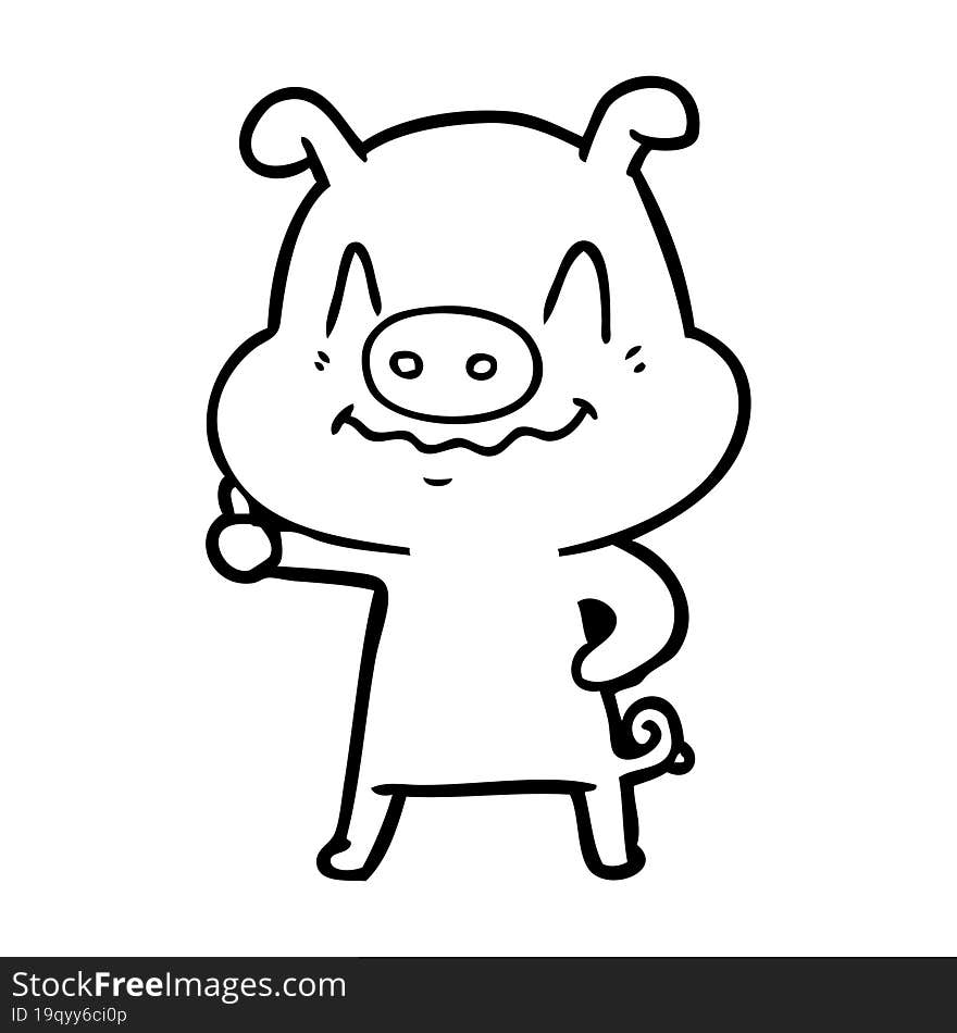 nervous cartoon pig. nervous cartoon pig