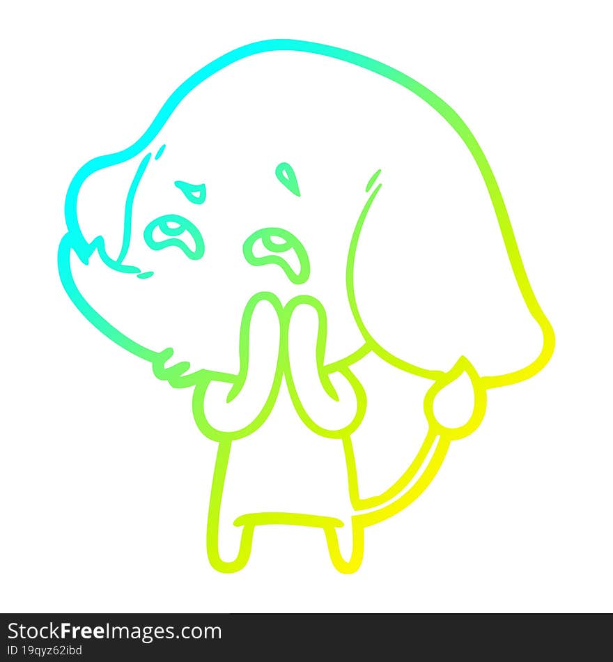 cold gradient line drawing cartoon elephant remembering