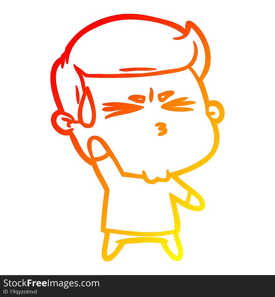 warm gradient line drawing cartoon happy man running