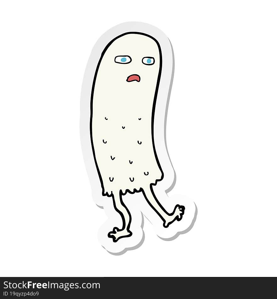 sticker of a cartoon funny ghost